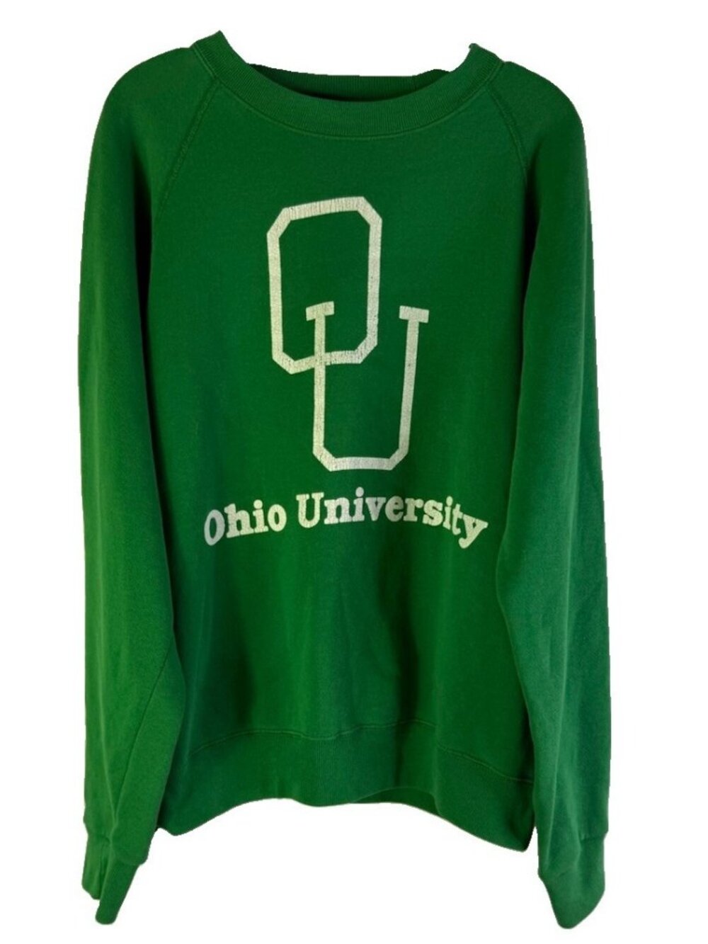Vintage 90s Ohio University Crewneck Sweatshirt Green Faded USA